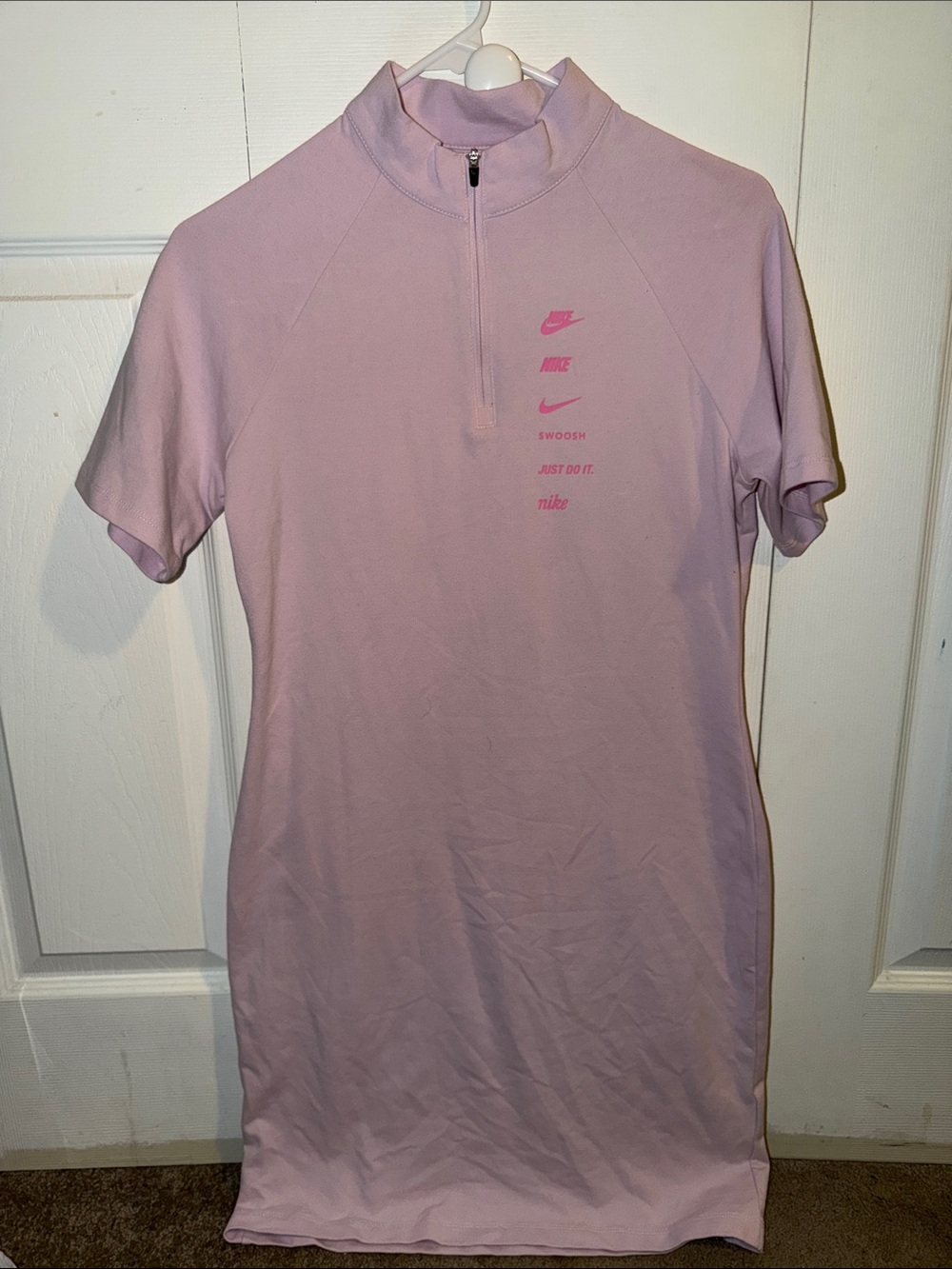 Nike Light Pink Short Sleeve Quarter-Zip Dress